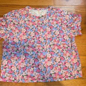 Old Navy Floral Short Sleeve Tee - Pink and Blue